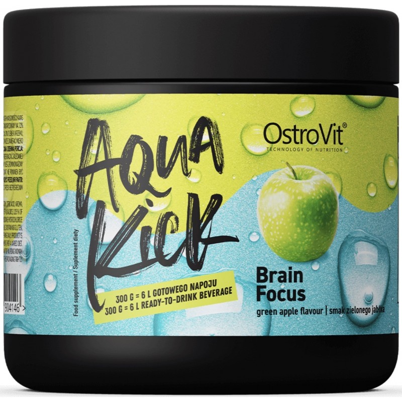 Ostrovit Aqua Kick Brain Focus 300 g - roheline õun foto